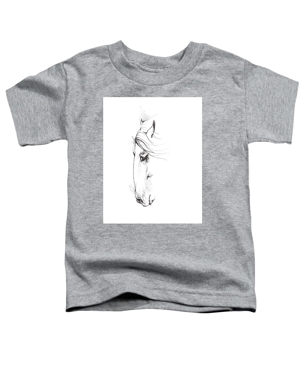 Horse Toddler T-Shirt featuring the drawing Drawing of a horse 2017 02 07 by Ang El