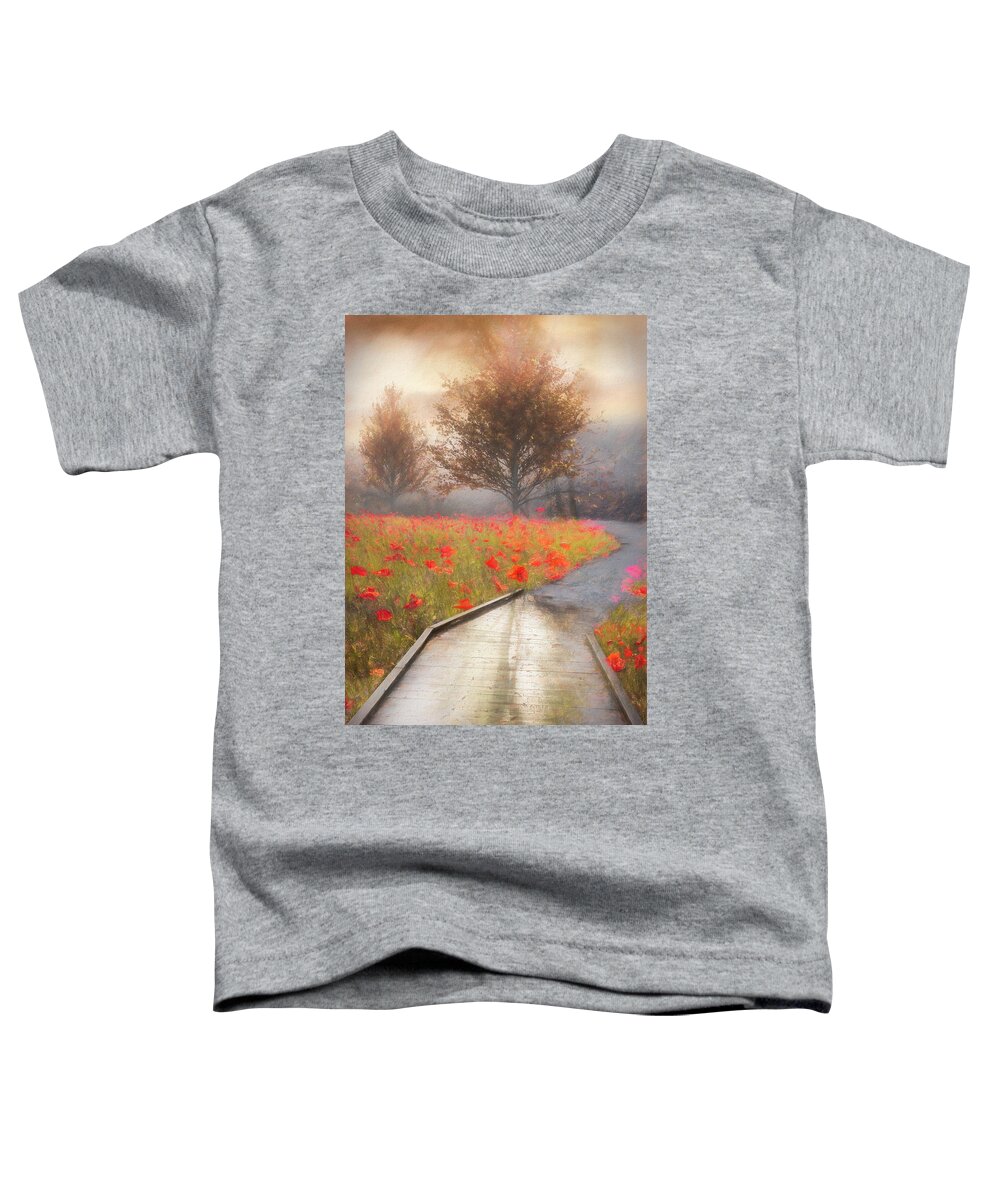Carolina Toddler T-Shirt featuring the photograph Dreamy Walk in Poppies II Painting by Debra and Dave Vanderlaan