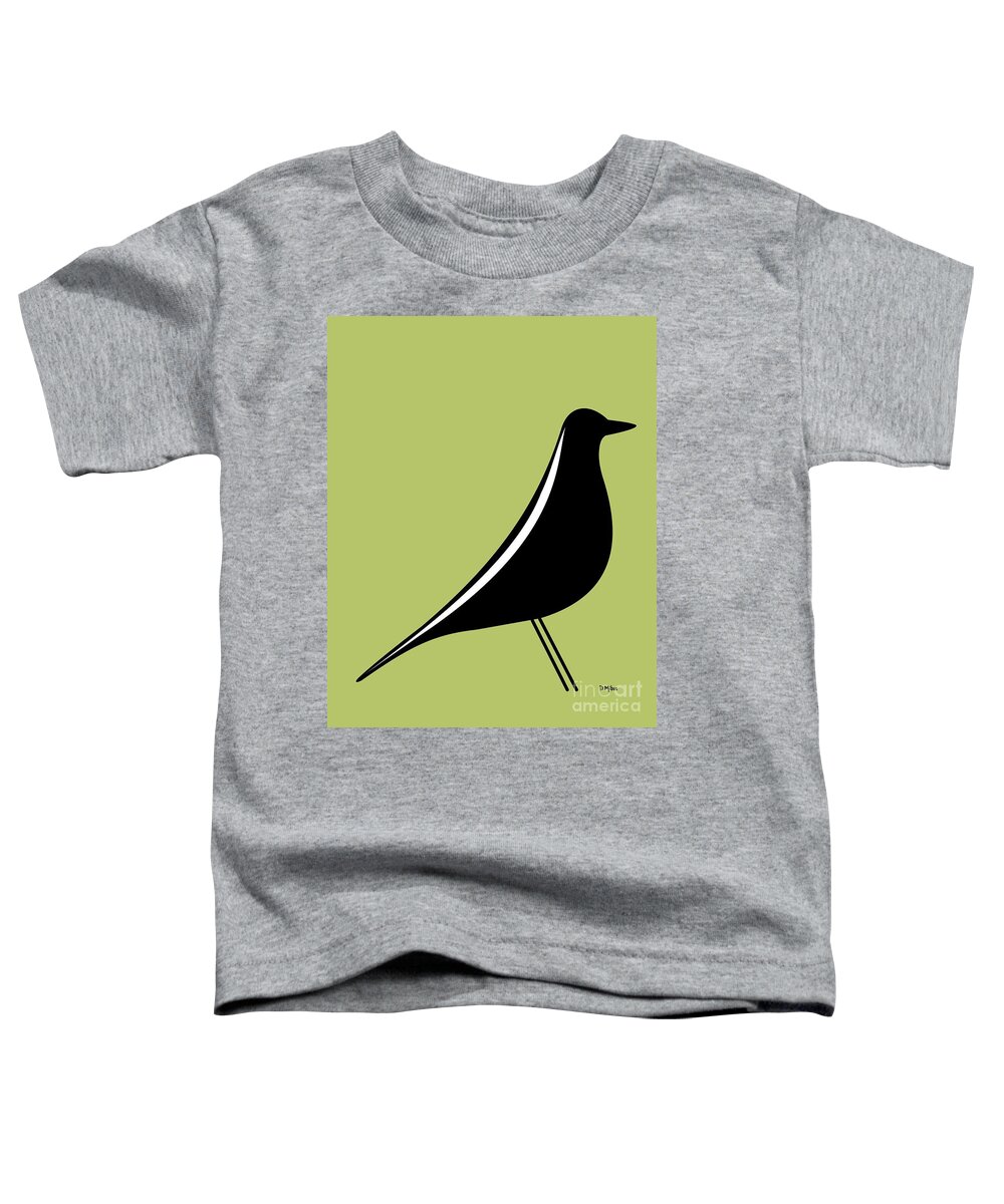 Mid Century Modern Toddler T-Shirt featuring the digital art Eames House Bird on Green by Donna Mibus
