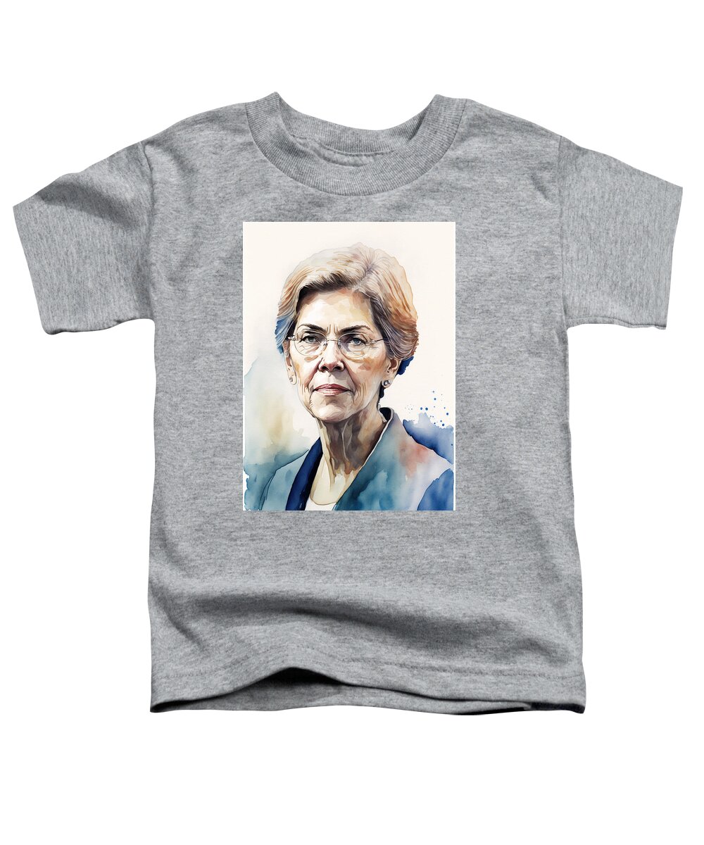 Politician Toddler T-Shirt featuring the painting Elizabeth Warren by Kai Saarto