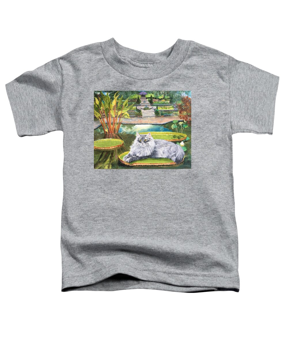 Cat Portrait Toddler T-Shirt featuring the painting Ellie, Duchess of Duke Garden by Linda Kegley