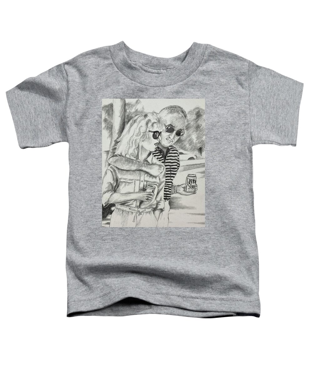 Couple Taking A Stroll Toddler T-Shirt featuring the drawing Enduring Love by Judy Swerlick