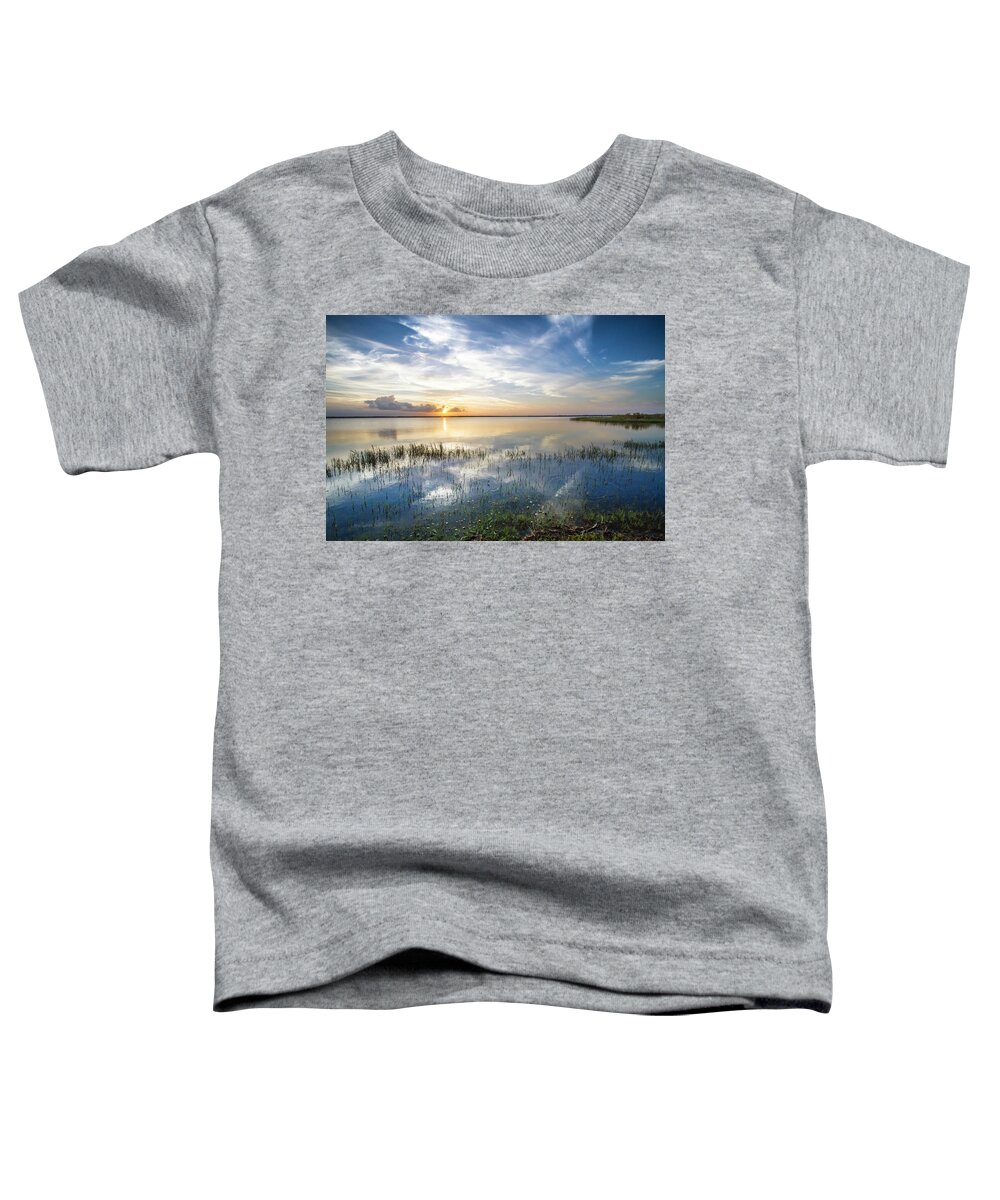 Boats Toddler T-Shirt featuring the photograph Evening Clouds over the Lake by Debra and Dave Vanderlaan