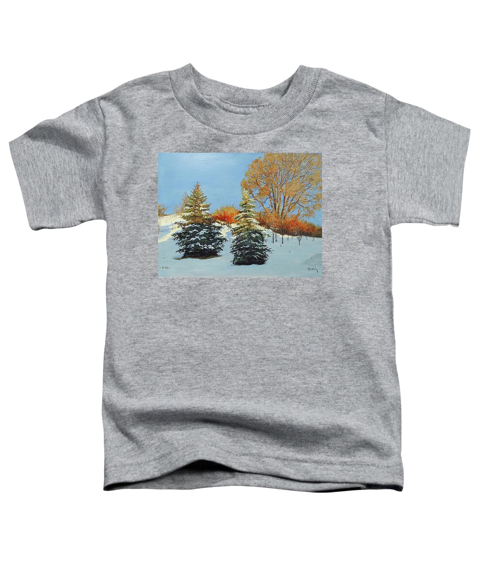 Snow Toddler T-Shirt featuring the painting Evening's Approach by William Brody