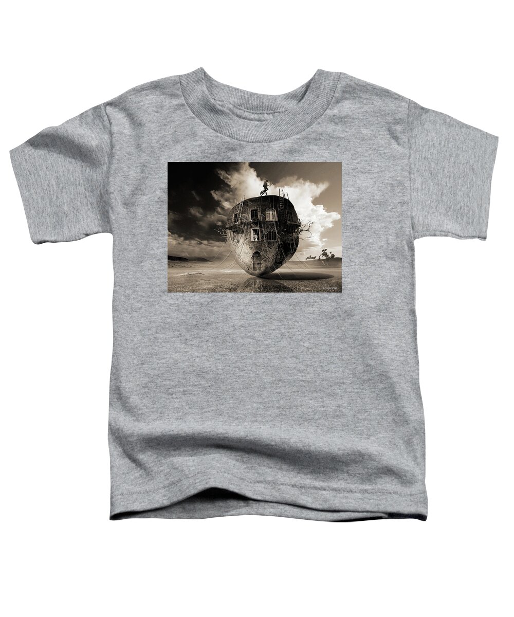Surrealistic Landscape Rock Mass Windows Exterior Scenery Balcon Toddler T-Shirt featuring the digital art Eyes are windows to the soul by George Grie