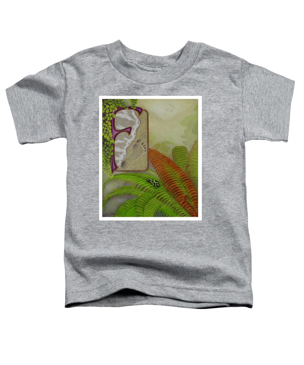 Kim Mcclinton Toddler T-Shirt featuring the drawing F is for Fern by Kim McClinton