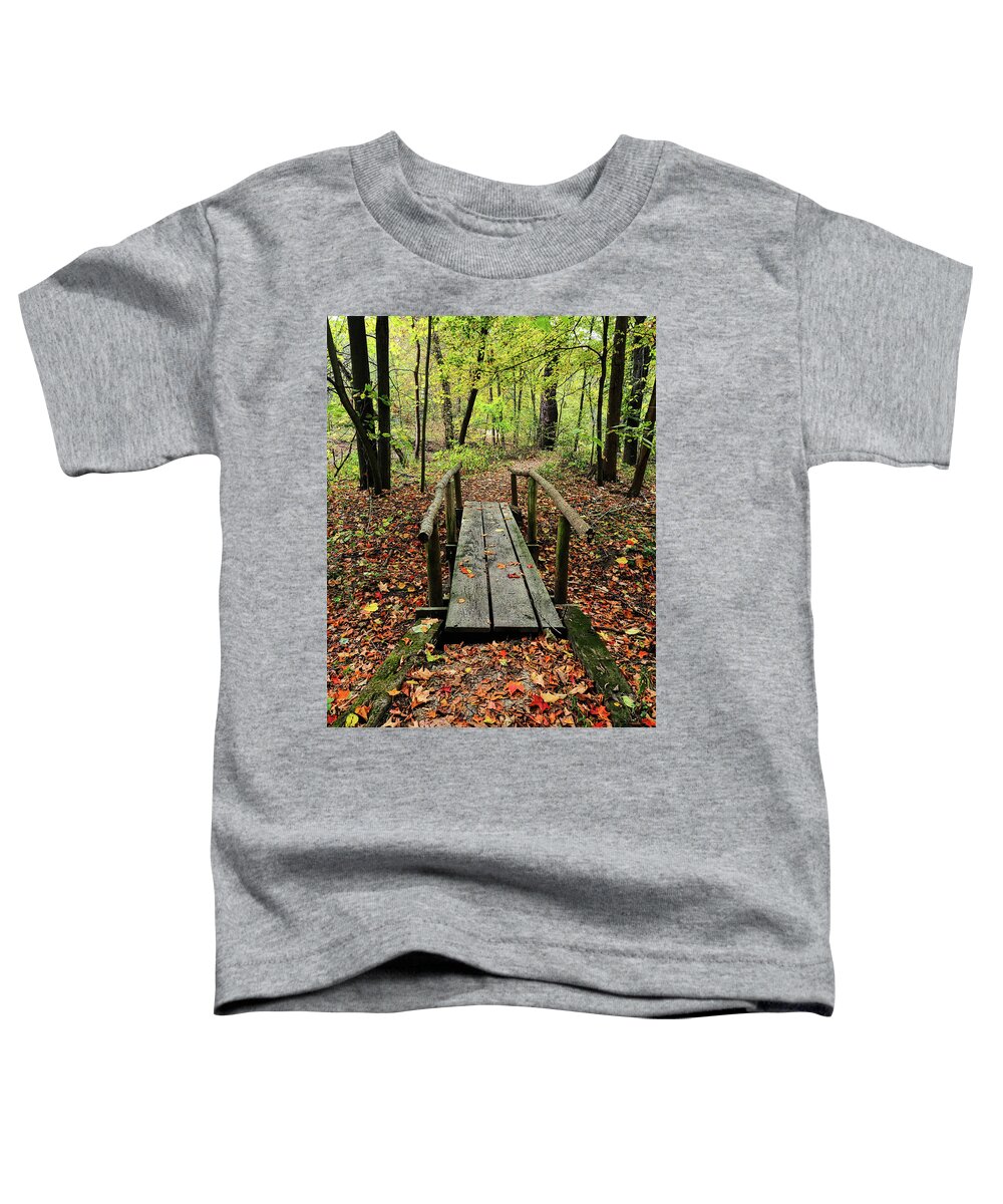 Hawthorn Hollow Toddler T-Shirt featuring the photograph Fall Crossing by Scott Olsen