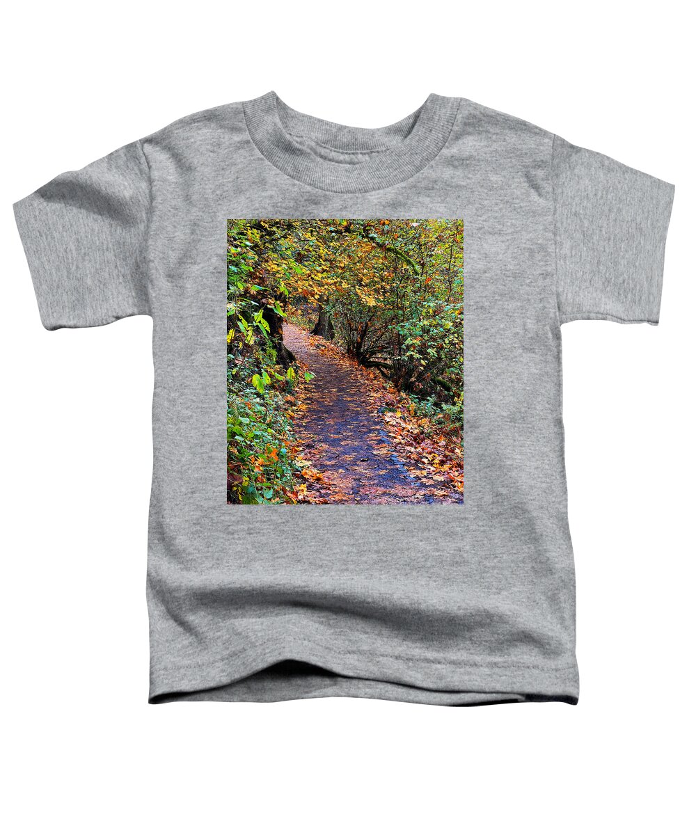 Nature Toddler T-Shirt featuring the photograph Fall Forest Path by Jeanette French