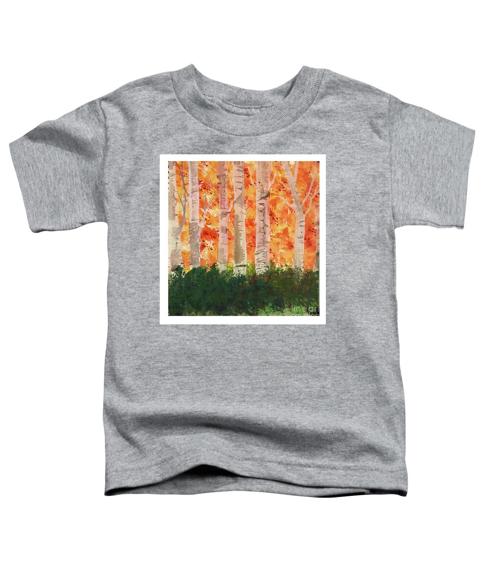 Fall Toddler T-Shirt featuring the painting Fall Trees by Lisa Neuman