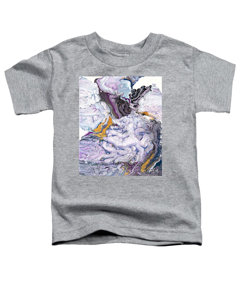 Puffy Clouds Textural Fantastic Abstract Multidimensional Toddler T-Shirt featuring the painting Fantastical Cloud eating dragon by Priscilla Batzell Expressionist Art Studio Gallery