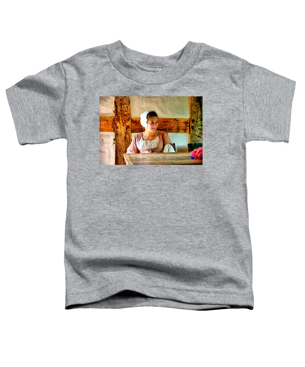 Painting Toddler T-Shirt featuring the painting Farm Girl by Anthony M Davis