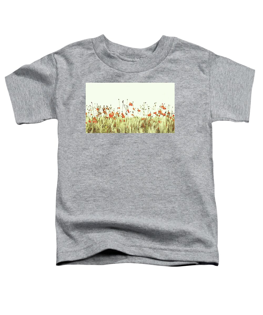 Field Of Coral Poppies Toddler T-Shirt featuring the digital art Field of Coral Poppies by Susan Maxwell Schmidt