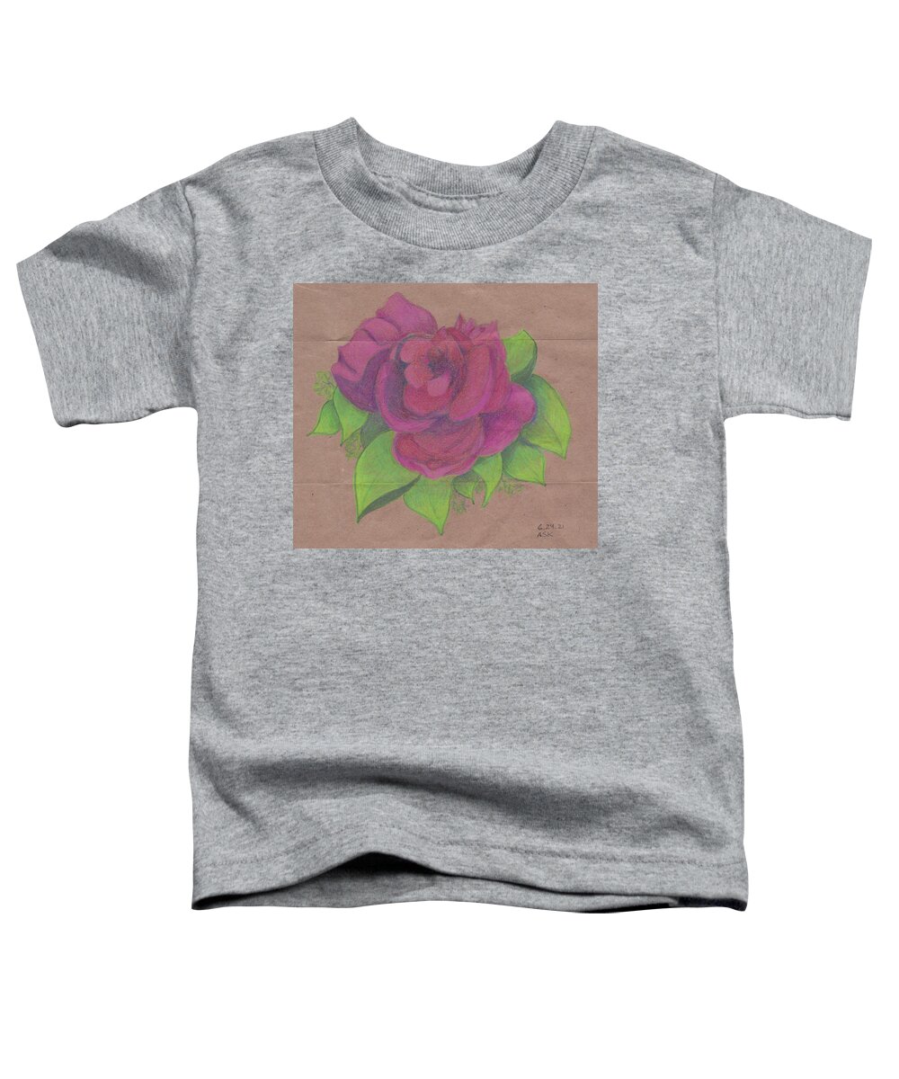 Rose Toddler T-Shirt featuring the drawing Finding the Extraordinary by Anne Katzeff