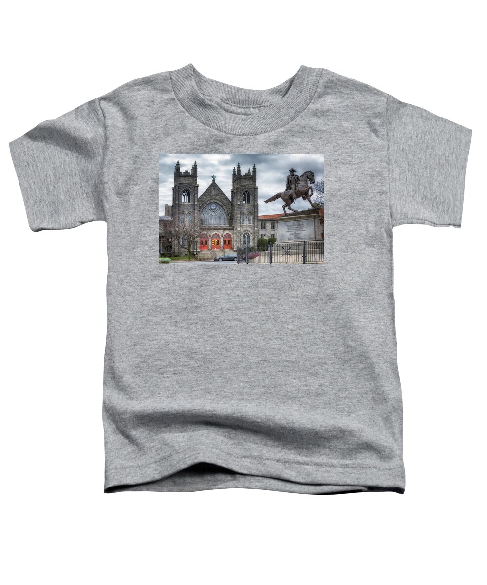 Richmond Toddler T-Shirt featuring the photograph First English Evangelical Lutheran Chruch - Richmond Virginia by Susan Rissi Tregoning
