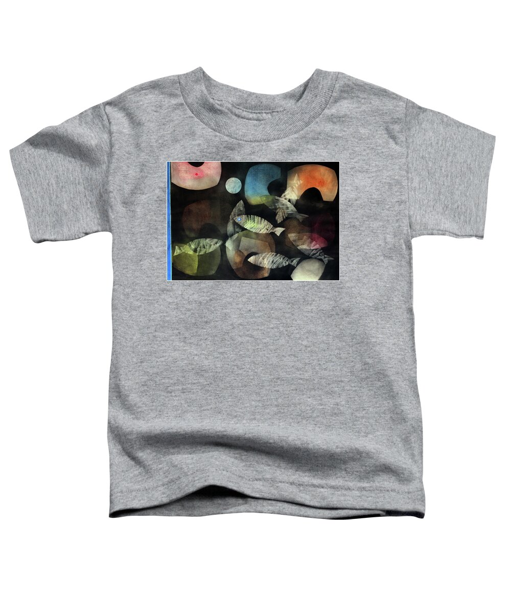 Abstract Toddler T-Shirt featuring the painting Fish Moon by Winston Saoli 1950-1995