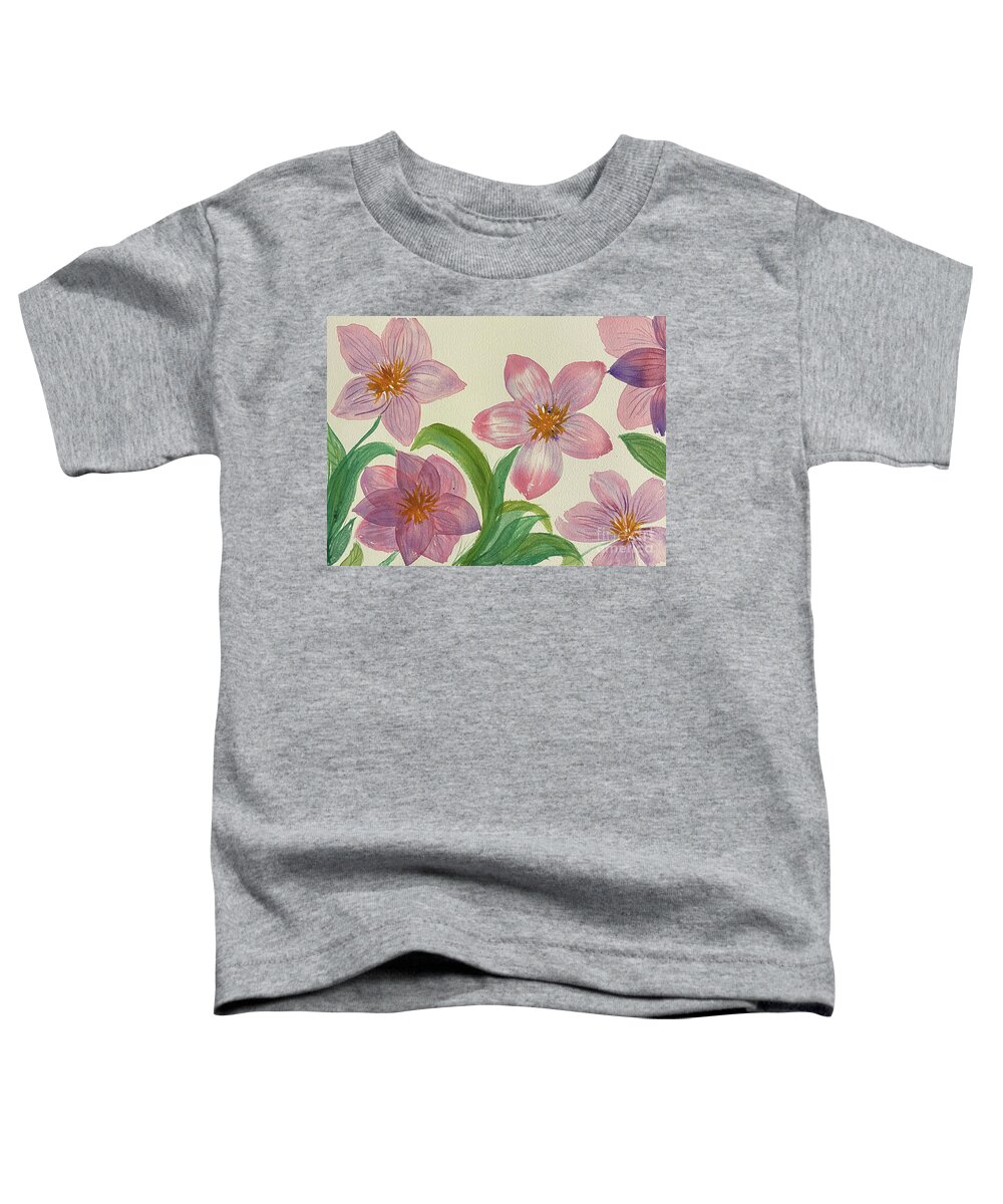 Flower Toddler T-Shirt featuring the painting Five Flowers by Lisa Neuman