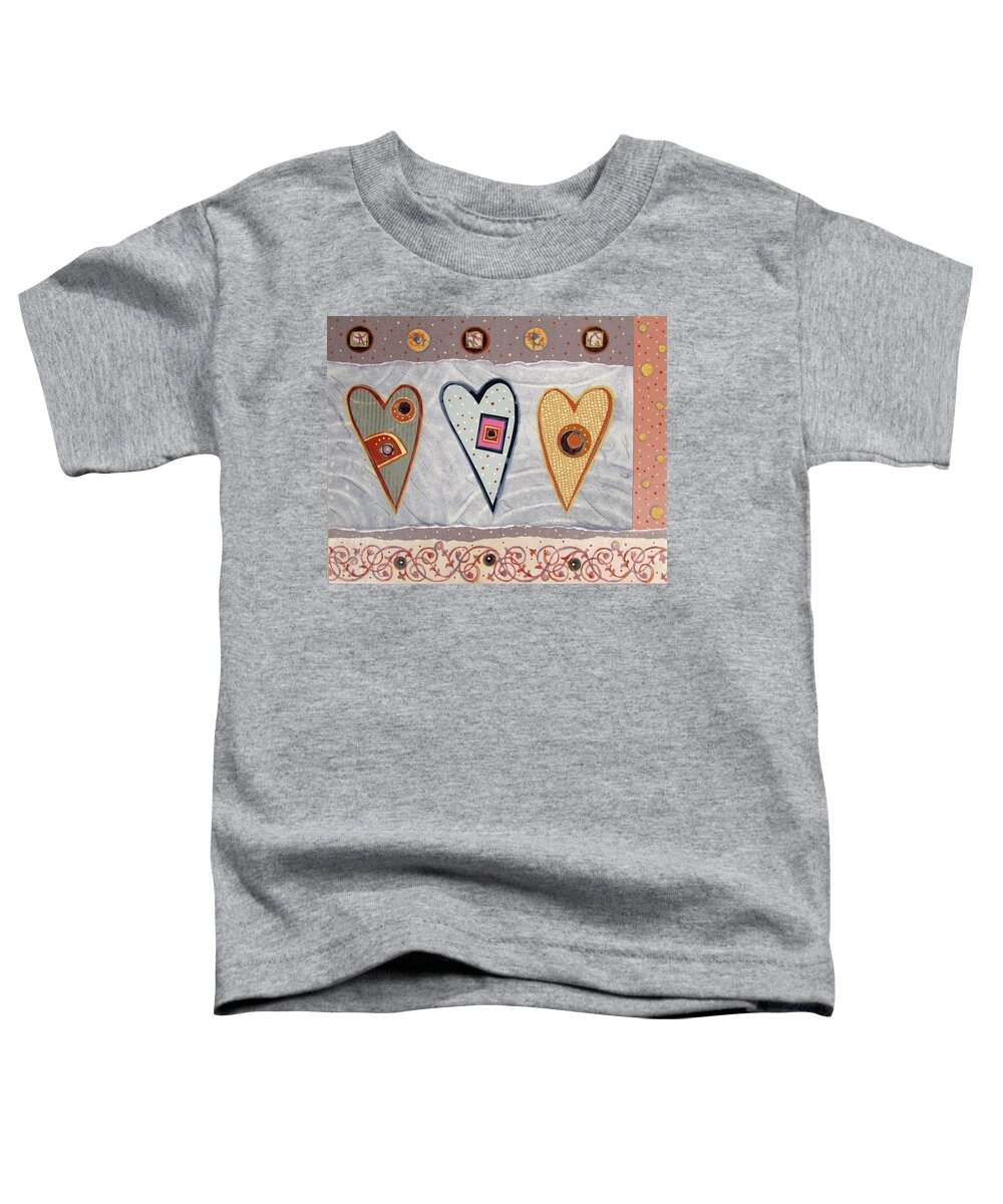 Mixed-media Toddler T-Shirt featuring the mixed media Floating Hearts by MaryJo Clark