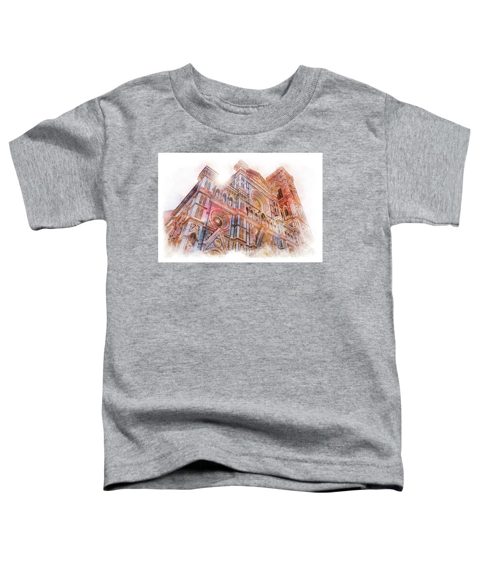 Florence Toddler T-Shirt featuring the painting Florence Cathedral - 03 by AM FineArtPrints