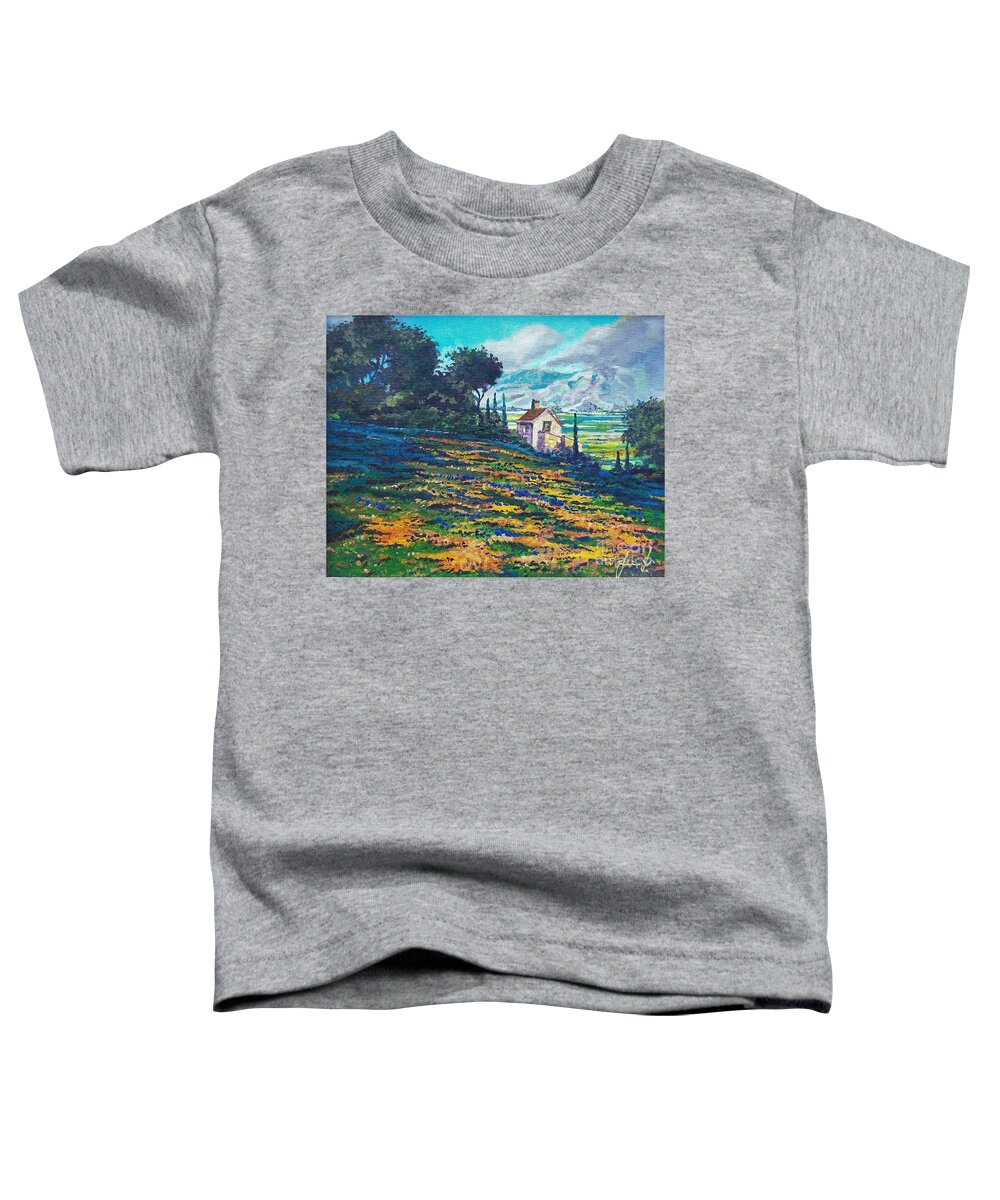 Flower Hill Toddler T-Shirt featuring the painting Flower Hill by Sinisa Saratlic