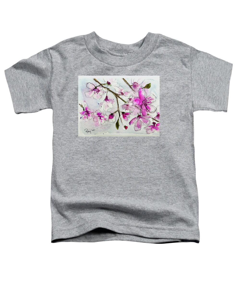 Original Toddler T-Shirt featuring the painting Fluffy Cherry Blossoms 4 by Roxy Rich