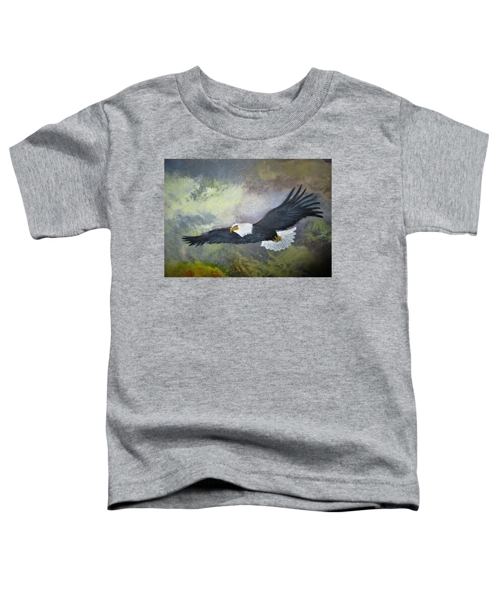 Eagle Flying Toddler T-Shirt featuring the painting Fly Like An EAGLE by Lynn Raizel Lane