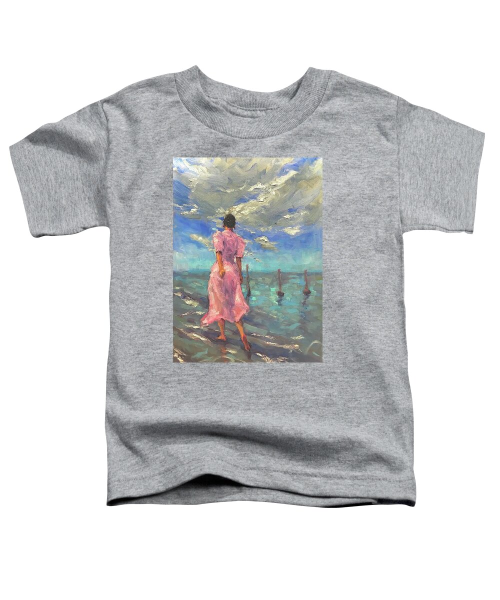 Female Toddler T-Shirt featuring the painting Footprints by Ashlee Trcka