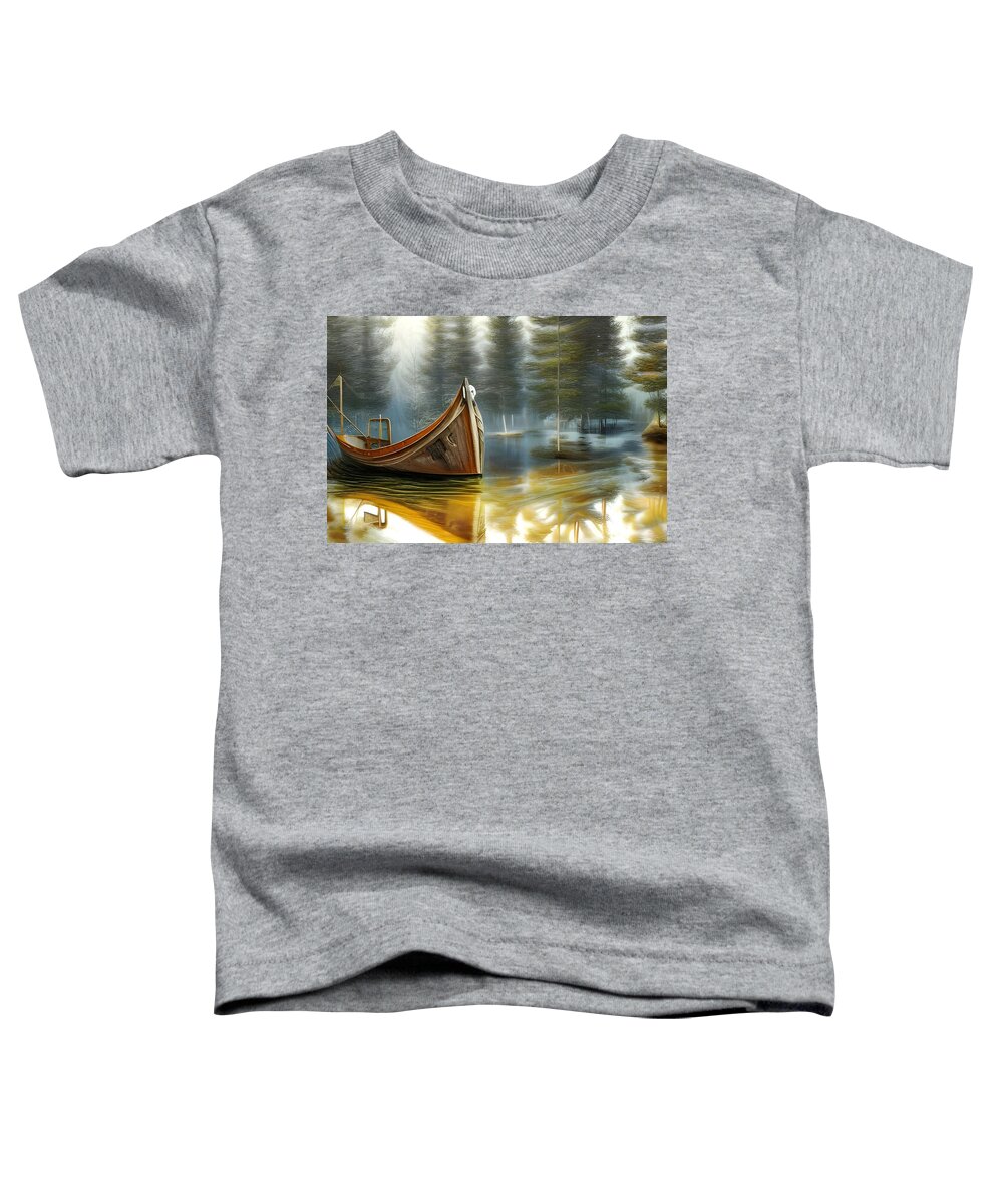 Digital Toddler T-Shirt featuring the digital art Forest Boat by Beverly Read