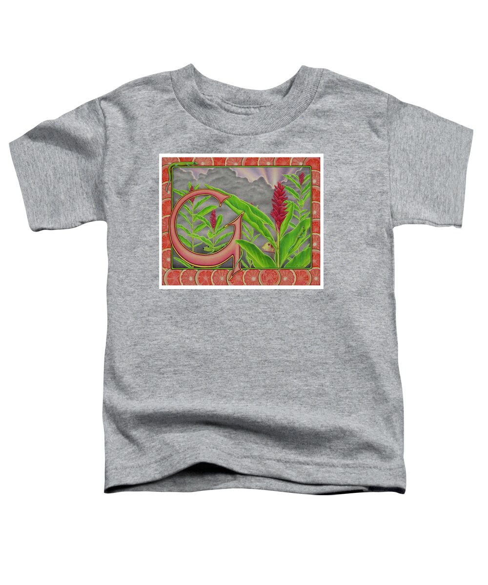 Kim Mcclinton Toddler T-Shirt featuring the drawing G is for Gecko by Kim McClinton