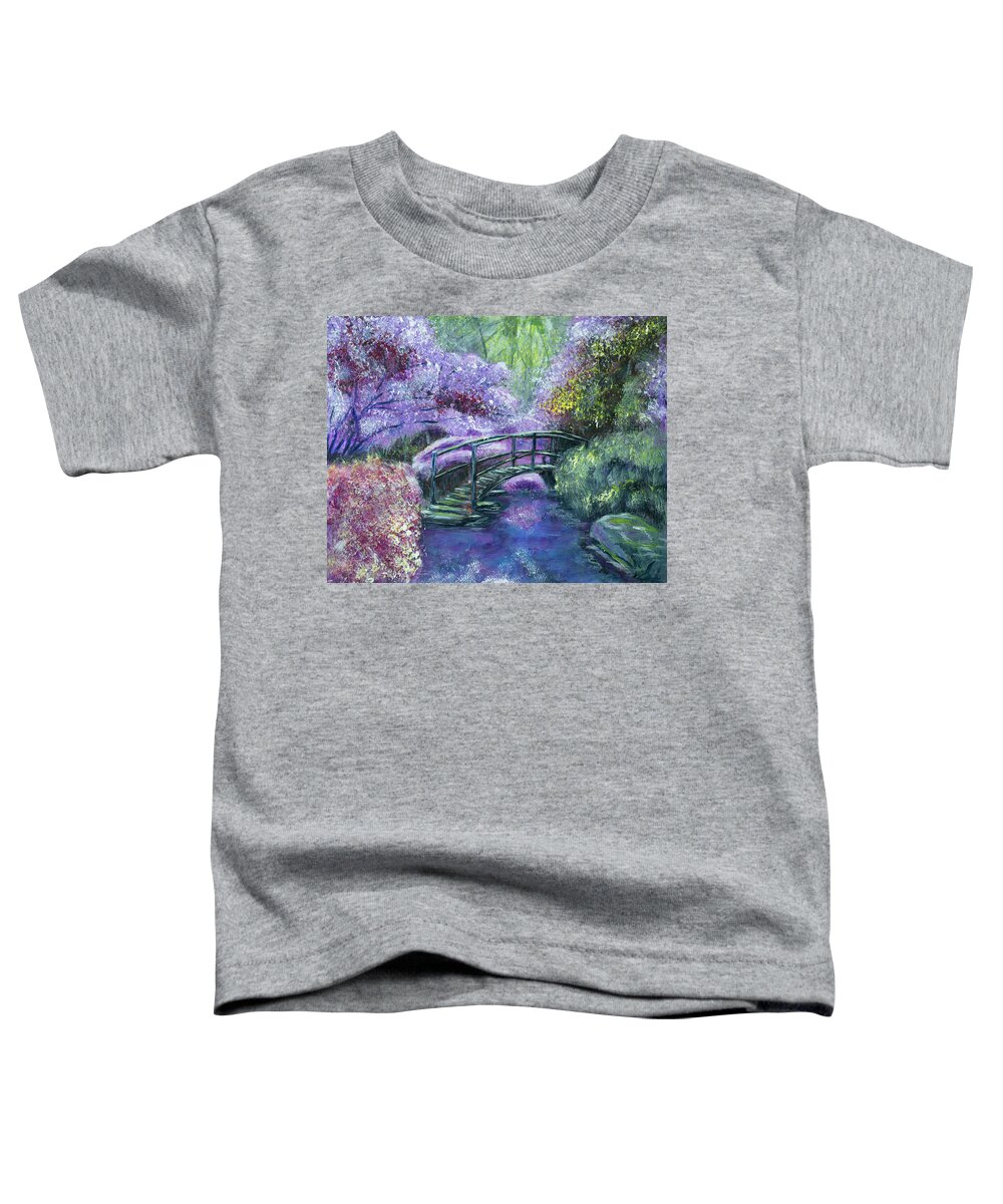 Pond Toddler T-Shirt featuring the painting Garden Pond in Bloom by Mark Ross
