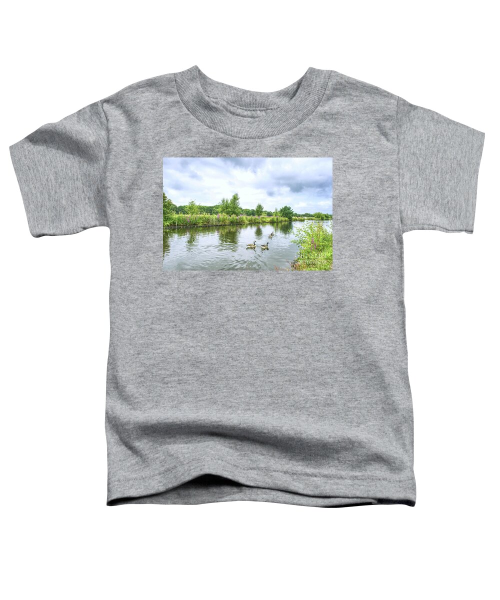 Geese Toddler T-Shirt featuring the photograph Geese on the Rochdale Canal Lock 54 Slattocks UK by Pics By Tony