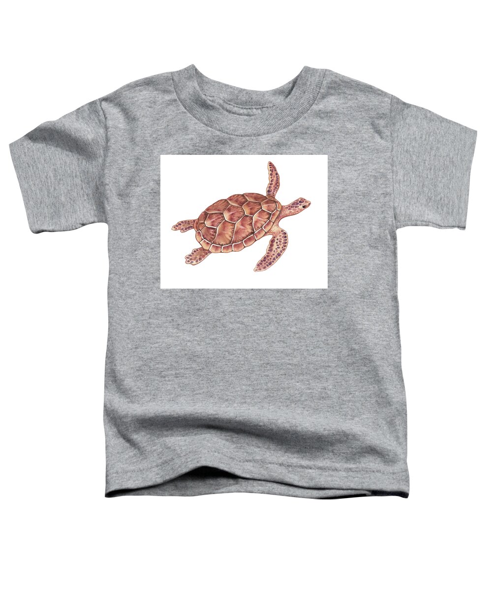 Giant Toddler T-Shirt featuring the painting Giant Sea Turtle Watercolor by Irina Sztukowski