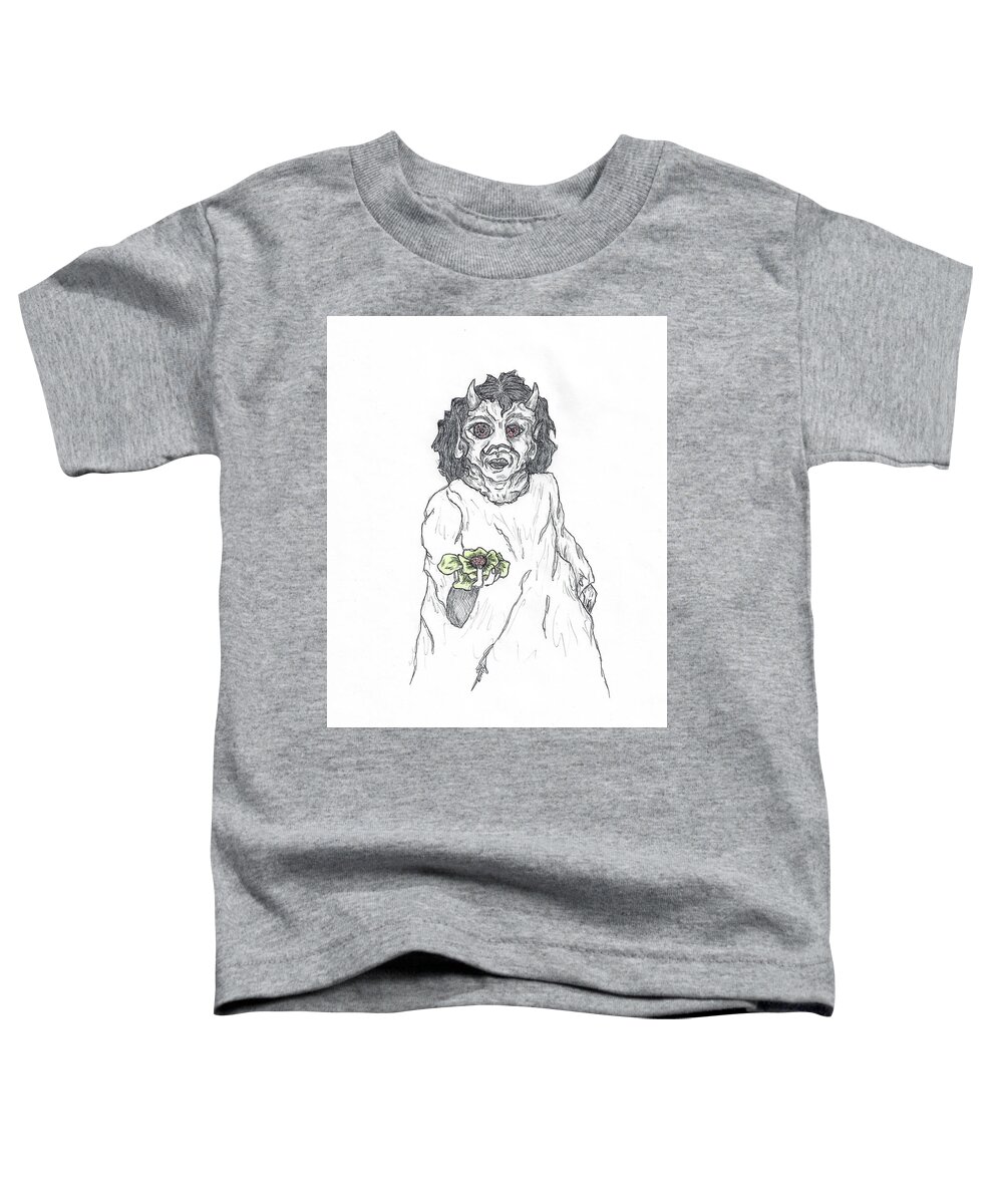 Gift Toddler T-Shirt featuring the drawing Gift of a Flower by Teresamarie Yawn