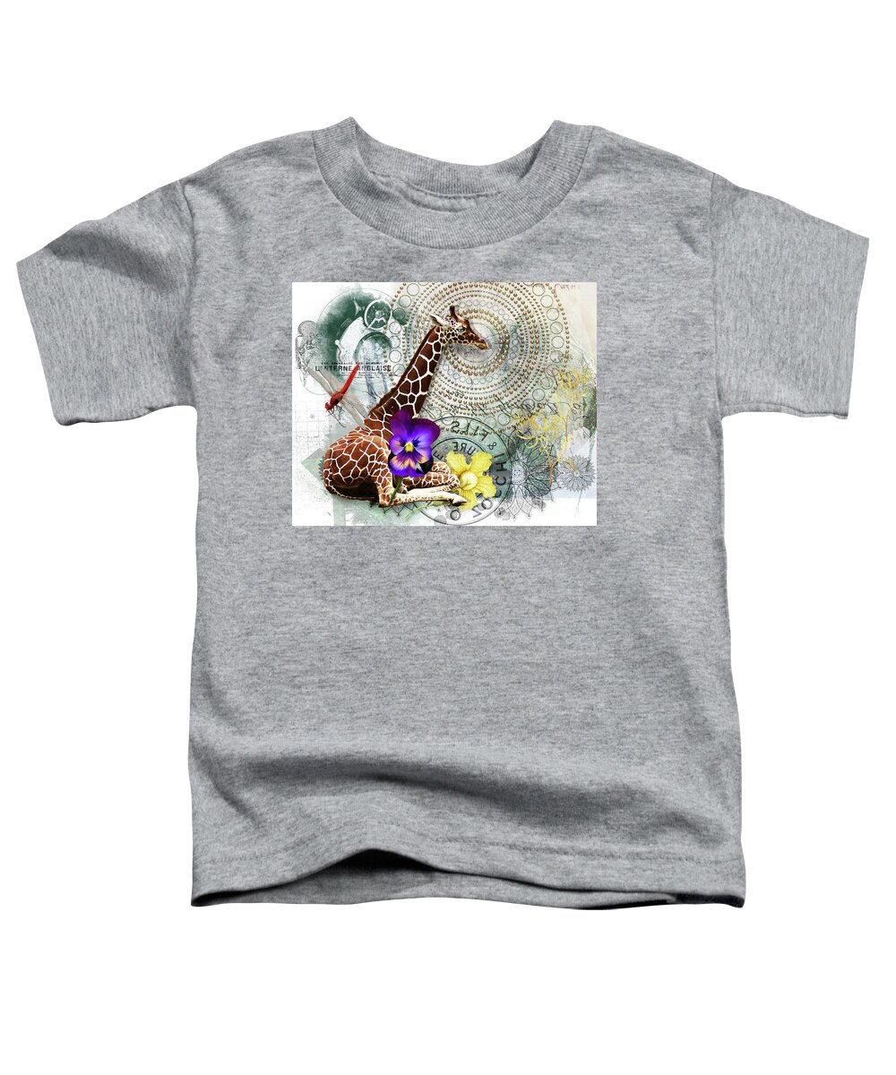 Giraffe Toddler T-Shirt featuring the digital art Giraffe Whimsey by Deb Nakano