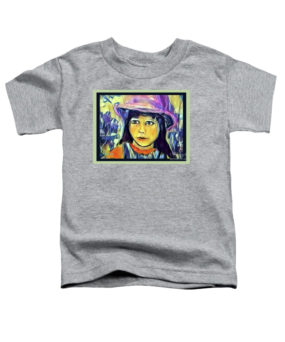  Toddler T-Shirt featuring the pastel Girl with Purple Hat by Shirley Moravec