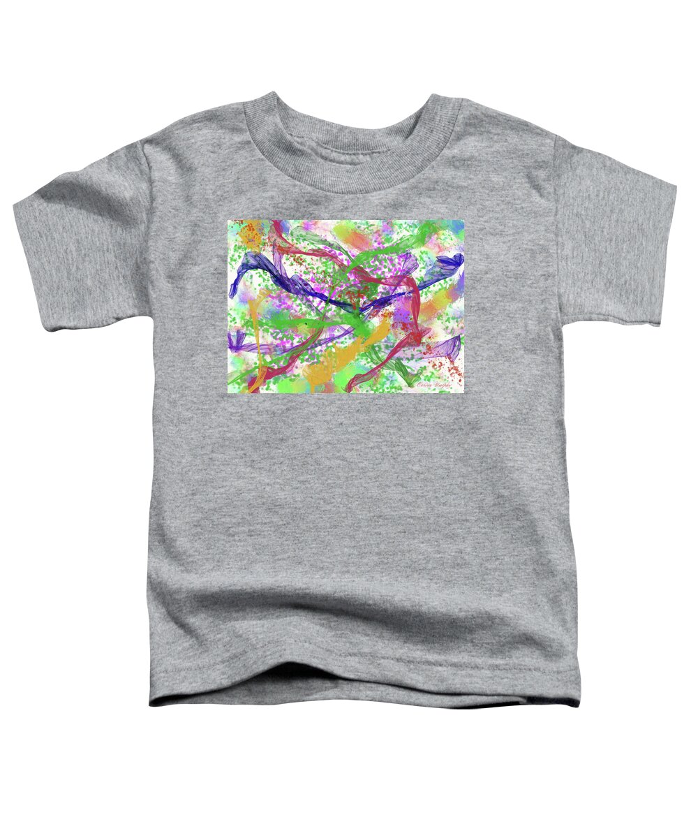 Wall Hangings Toddler T-Shirt featuring the digital art Girls Dancing in the Park Abstract by Cordia Murphy