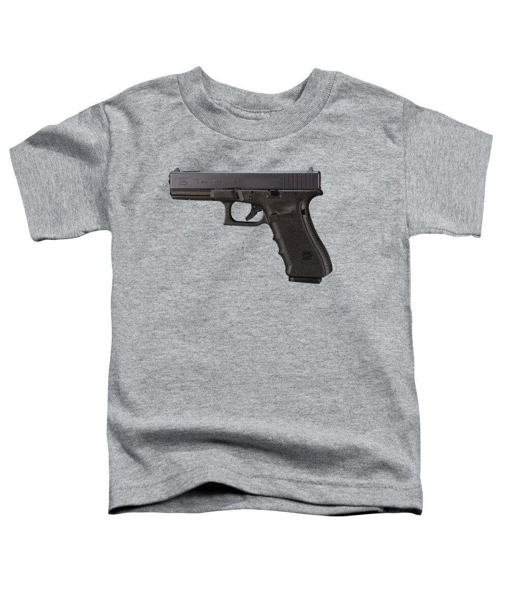 Glock 17 Toddler T-Shirt featuring the mixed media Glock 17 9mm Pistol Trees Texture by Movie Poster Prints