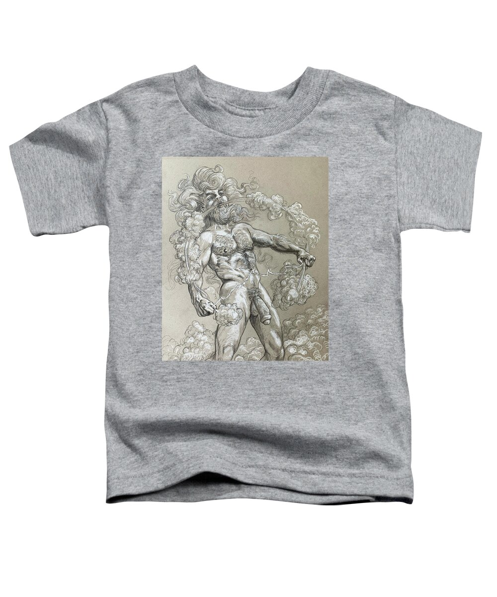 Mlae Nude Toddler T-Shirt featuring the painting Aoelos God of Air by Marc DeBauch