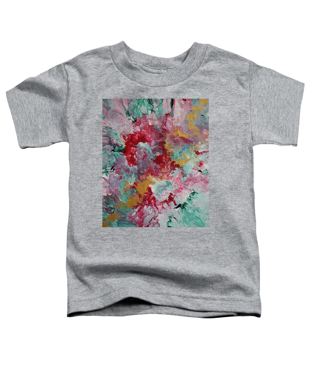 Pour Toddler T-Shirt featuring the mixed media Gold and Rose by Aimee Bruno