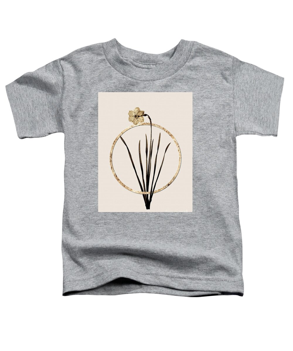 Vintage Toddler T-Shirt featuring the painting Gold Ring Narcissus Poeticus Botanical Illustration Black and Gold n.0416 by Holy Rock Design