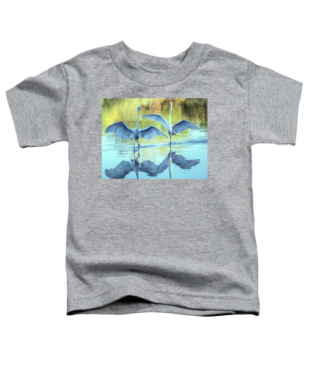 Great Egret Toddler T-Shirt featuring the photograph Great Egrets 3492-100620-2 by Tam Ryan