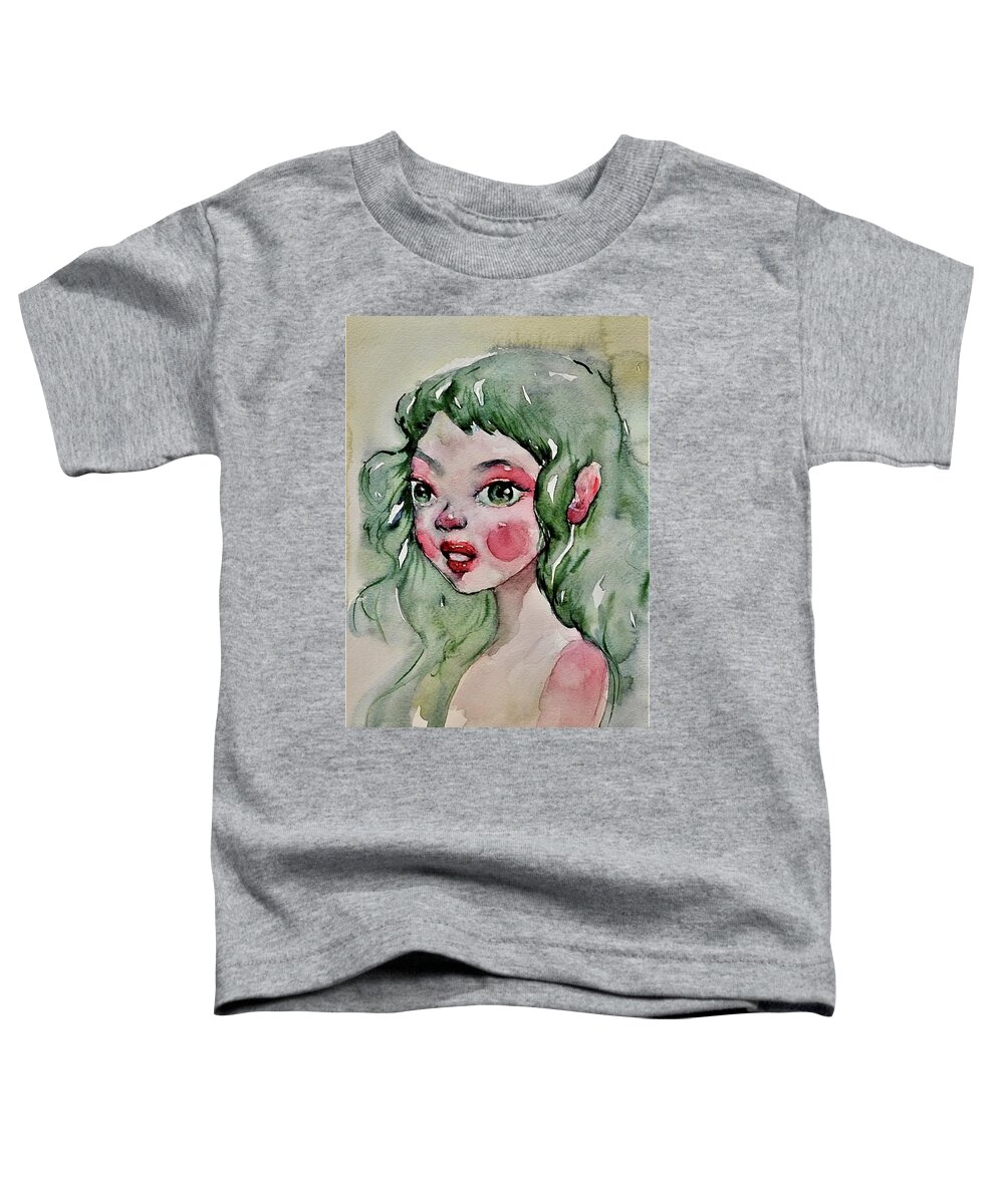  Toddler T-Shirt featuring the painting Green Angel by Mikyong Rodgers