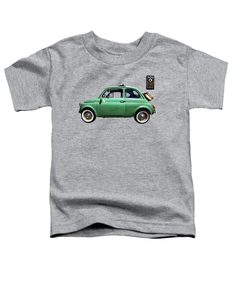 Fiat 500 Toddler T-Shirt featuring the photograph Green Fiat 500 by Worldwide Photography