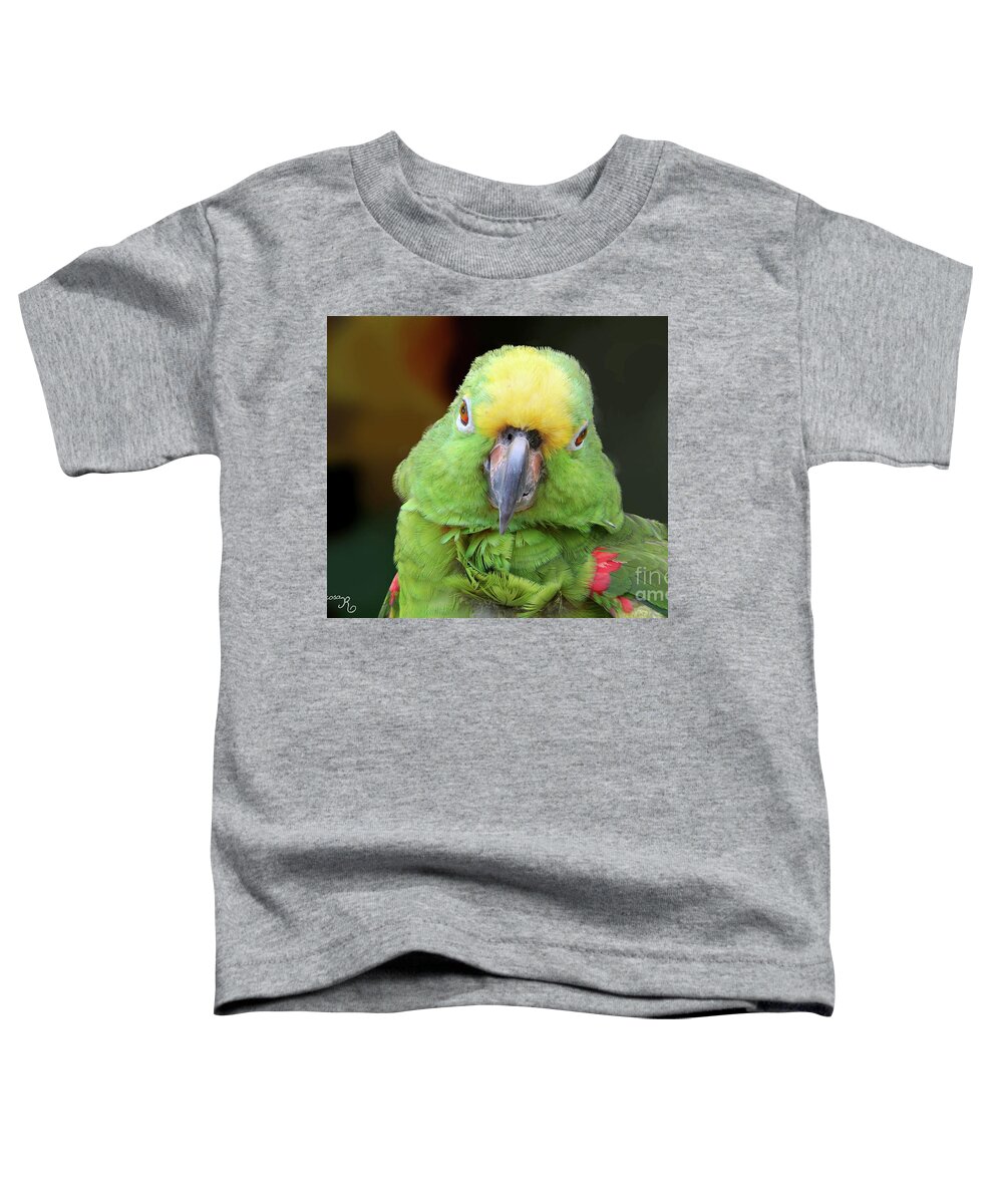 Nature Toddler T-Shirt featuring the photograph Green Parrot Portrait by Mariarosa Rockefeller