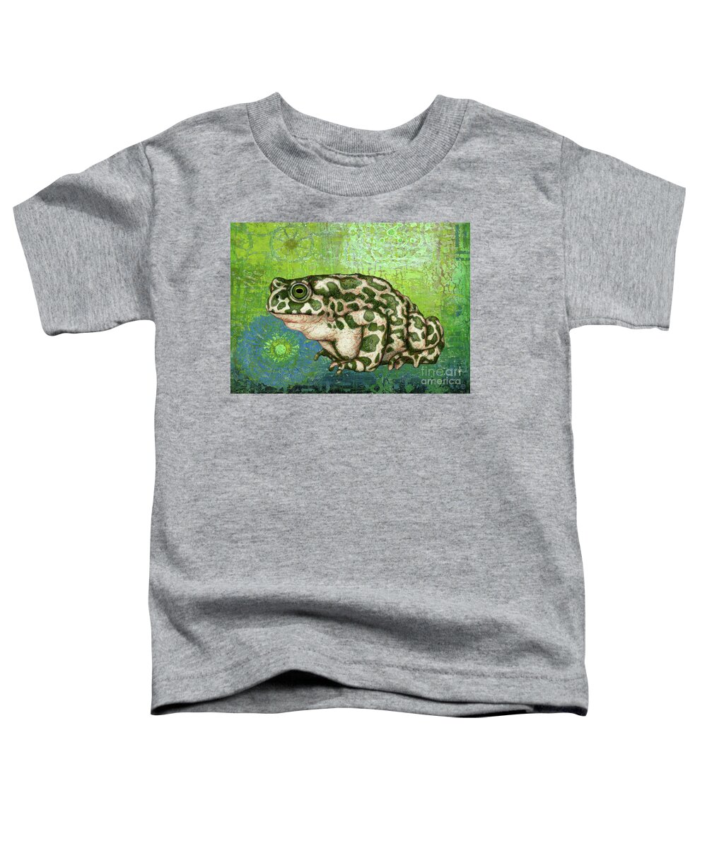 Toad Toddler T-Shirt featuring the painting Green Toad Abstract by Amy E Fraser