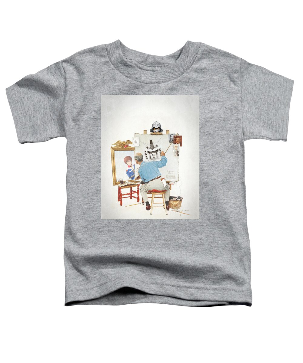 Scifi Toddler T-Shirt featuring the digital art Tomino Triple Self Portrait by Andrea Gatti