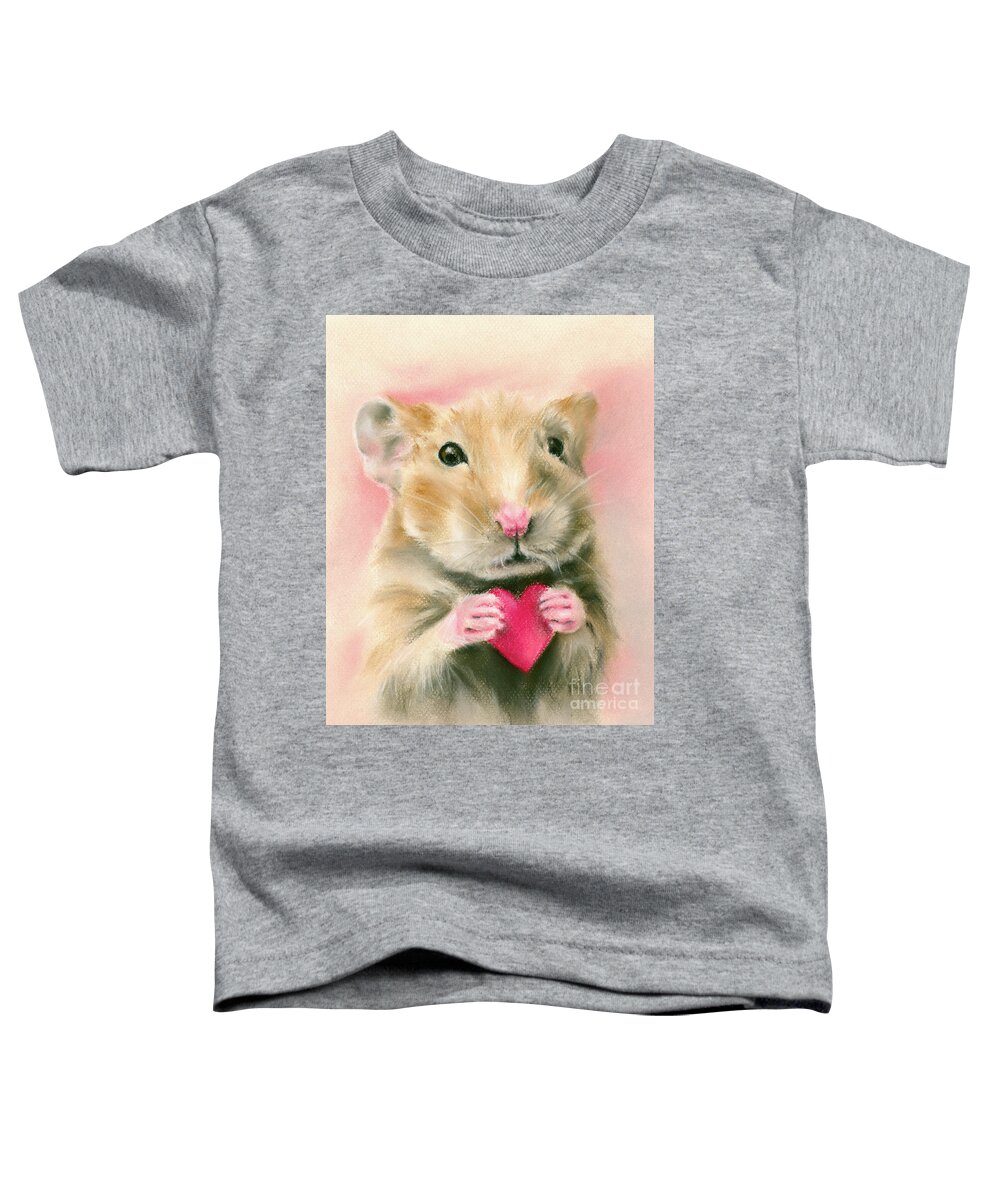 Animal Toddler T-Shirt featuring the painting Hamster Valentine by MM Anderson