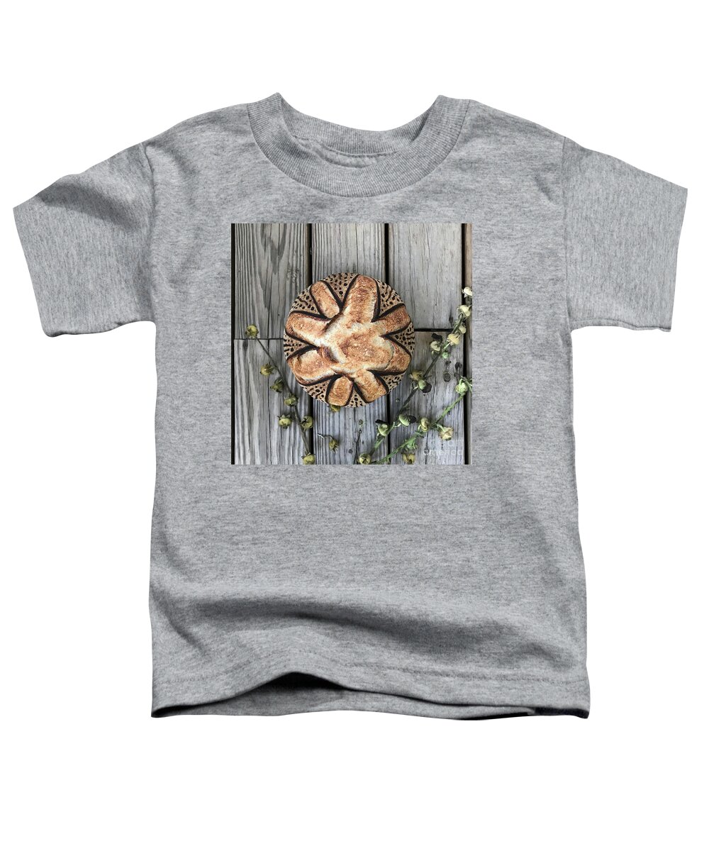 Bread Toddler T-Shirt featuring the photograph Hand Painted Sourdough Seed Pod Design Quartet 2 by Amy E Fraser