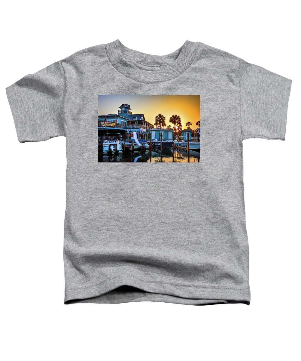Gulfcoast Toddler T-Shirt featuring the photograph Happy Harbor Sunrise by Michael Thomas