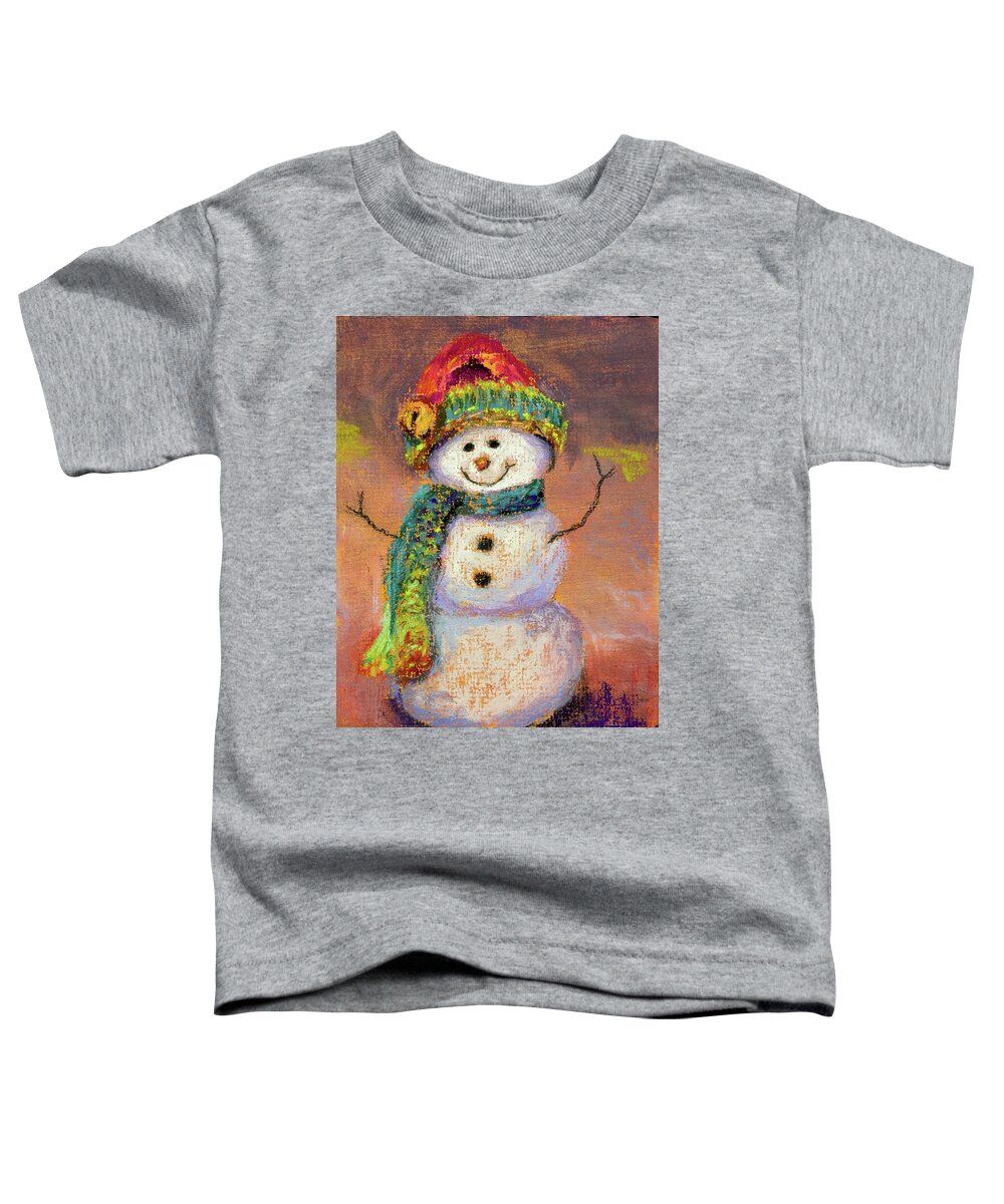 Snowman Toddler T-Shirt featuring the pastel Happy Snowman by Susan Jenkins
