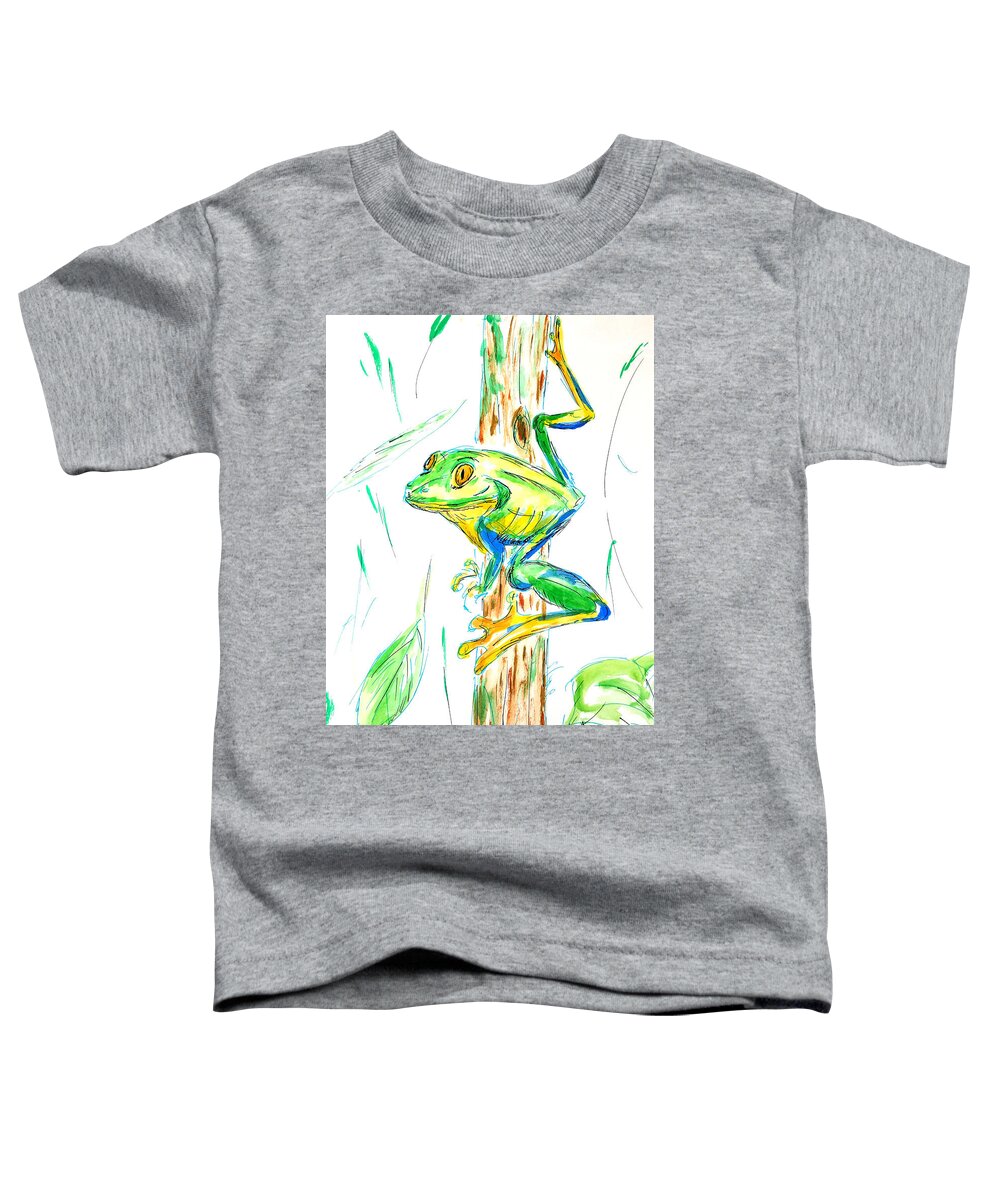 Frog Toddler T-Shirt featuring the mixed media Happy Tree Frog by Brent Knippel